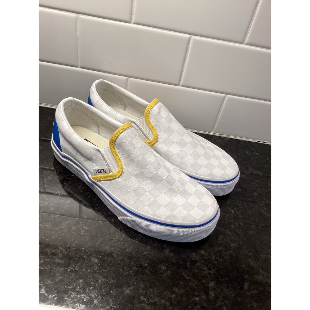 Vans Off The Wall Womens Check Classic Slip-On  Sneakers White Gray Size M4.5/W6